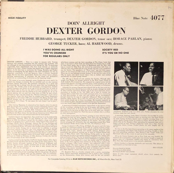 Dexter Gordon ~ Doin' Allright (Vinyl) - Djungel & Jazz