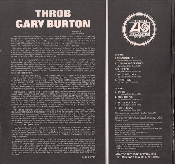 Gary Burton ~ Throb (Vinyl) - Djungel & Jazz