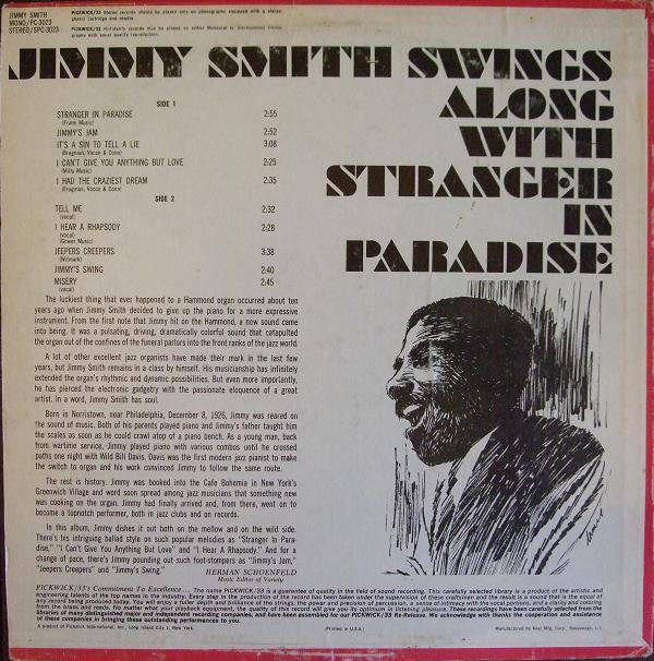 Jimmy Smith ~ Swings Along With Stranger In Paradise (Vinyl) - Djungel & Jazz