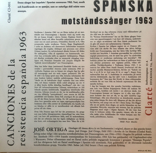 Chicho Sánchez Ferlosio ~ Canciones De La Resistencia Española Año 1963 (Vinyl) - Djungel & Jazz