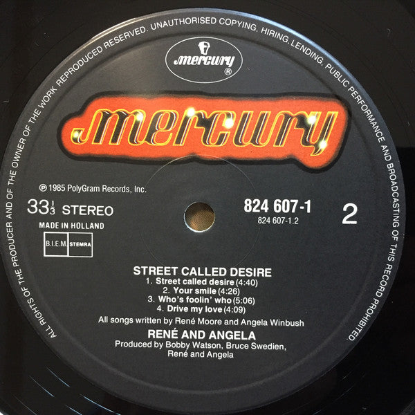 René And Angela* : Street Called Desire (LP, Album)
