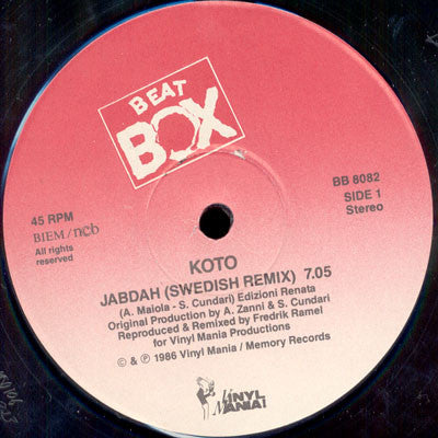 Koto ~ Jabdah (Swedish Remix) (Vinyl) - Djungel & Jazz