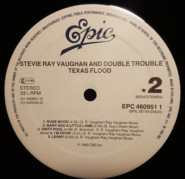 Stevie Ray Vaughan And Double Trouble* : Texas Flood (LP, Album, RE)