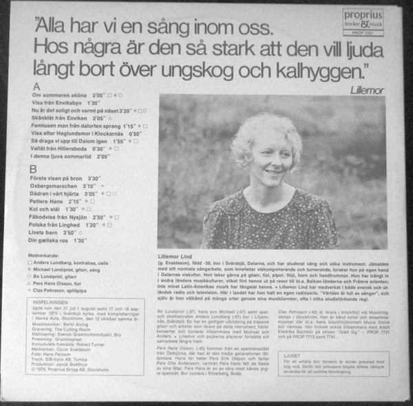 Lillemor Lind ~ Så Draga Vi Upp Till Dalom Igen (Vinyl) - Djungel & Jazz