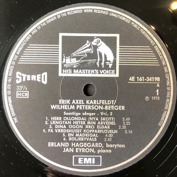 Wilhelm Peterson-Berger, Erik Axel Karlfeldt, Erland Hagegård / Jan Eyron, Helge Brilioth / Sven Alin ~ Samtliga Sånger Vol. 1: Vildmarks- Och Kärleksvisor - Fridolins Visor / Samtliga Sånger - Vol. 2 Fridolins Lustgård - Hösthorn (Vinyl) - Djungel & Jazz