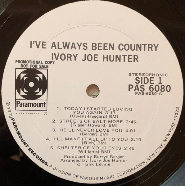 Ivory Joe Hunter ~ I've Always Been Country (Vinyl) - Djungel & Jazz