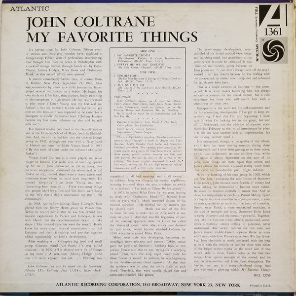 John Coltrane ~ My Favorite Things (Vinyl) - Djungel & Jazz