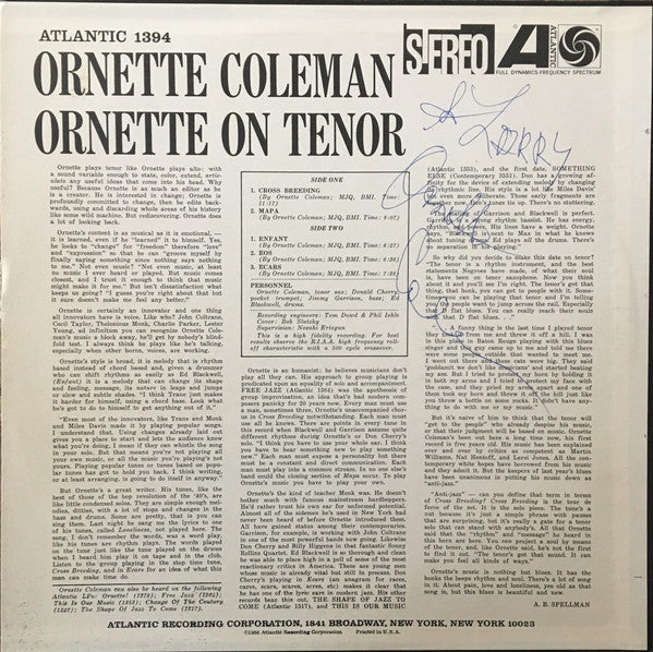 Ornette Coleman : Ornette On Tenor (LP, Album, Mono, RE, Spe)