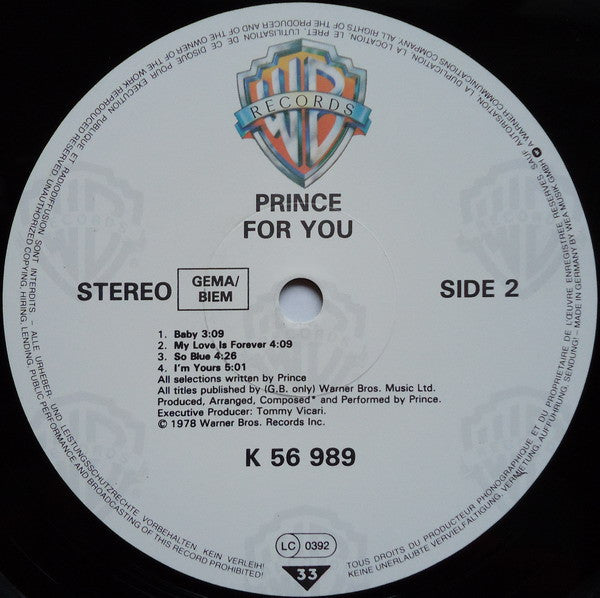 Prince ~ For You (Vinyl) - Djungel & Jazz