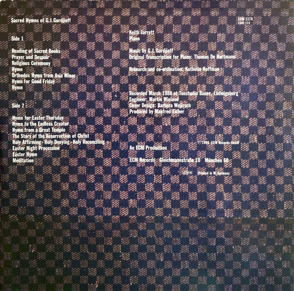 Georges Ivanovitch Gurdjieff - Keith Jarrett ~ Sacred Hymns (Vinyl) - Djungel & Jazz