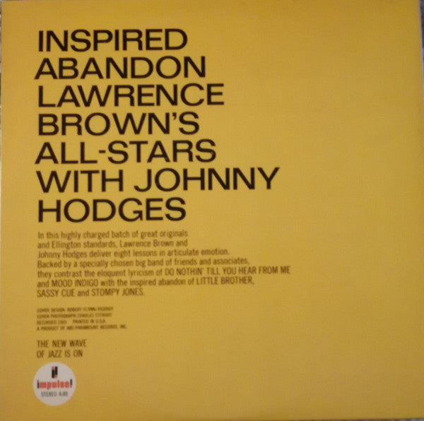 Lawrence Brown's All-Stars With Johnny Hodges ~ Inspired Abandon (Vinyl) - Djungel & Jazz