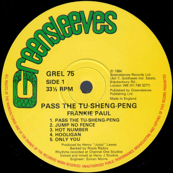 Frankie Paul : Pass The Tu-Sheng-Peng (LP, Album)