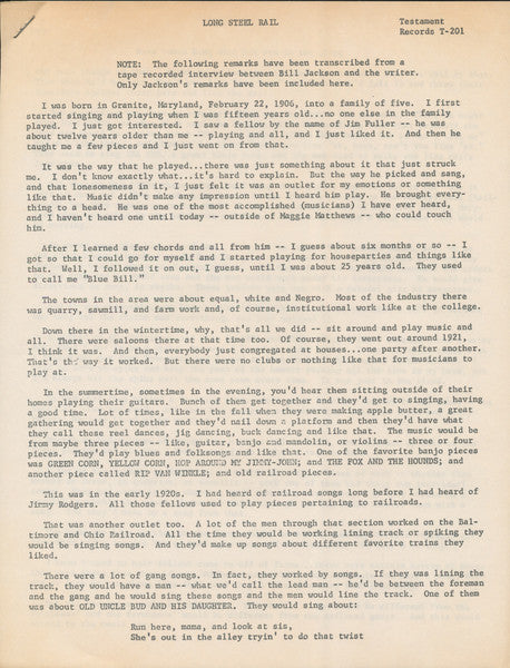 Bill Jackson ~ Long Steel Rail (Vinyl) - Djungel & Jazz