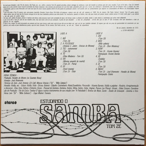 Tom Zé ~ Estudando O Samba (Vinyl) - Djungel & Jazz
