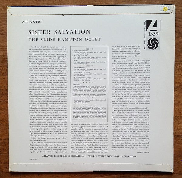 Slide Hampton Octet ~ Sister Salvation (Vinyl) - Djungel & Jazz