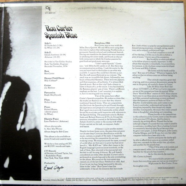 Ron Carter ~ Spanish Blue (Vinyl) - Djungel & Jazz