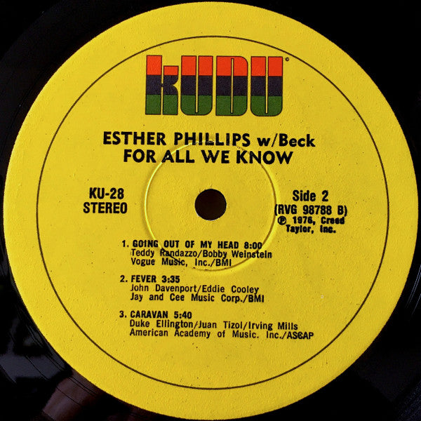 Esther Phillips With Beck ~ For All We Know (Vinyl) - Djungel & Jazz