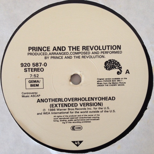 Prince And The Revolution : Anotherloverholenyohead (Extended Version) (12", Single)