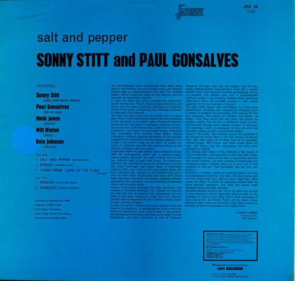 Sonny Stitt And Paul Gonsalves ~ Salt And Pepper (Vinyl) - Djungel & Jazz