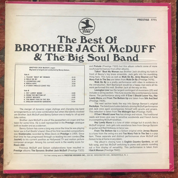 Brother Jack McDuff : The Best Of Brother Jack McDuff & The Big Soul Band (LP, Comp)