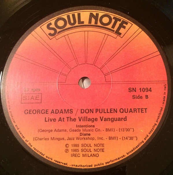 George Adams - Don Pullen Quartet ~ Live At Village Vanguard (Vinyl) - Djungel & Jazz