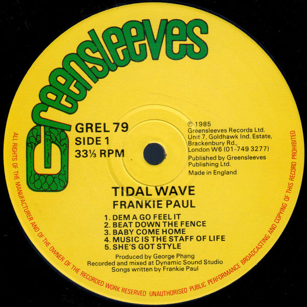 Frankie Paul : Tidal Wave (LP, Album)