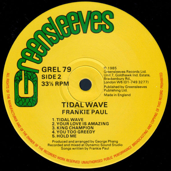 Frankie Paul : Tidal Wave (LP, Album)