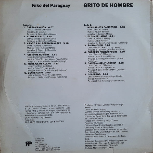 Kiko Del Paraguay ~ Grito De Hombre (Vinyl) - Djungel & Jazz
