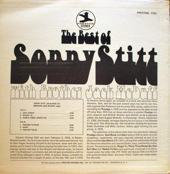 Sonny Stitt ~ The Best Of Sonny Stitt With Brother Jack McDuff (Vinyl) - Djungel & Jazz