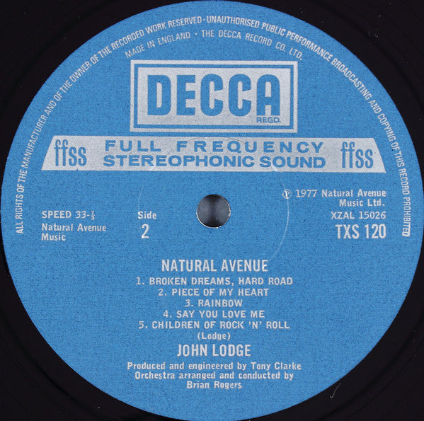 John Lodge ~ Natural Avenue (Vinyl) - Djungel & Jazz