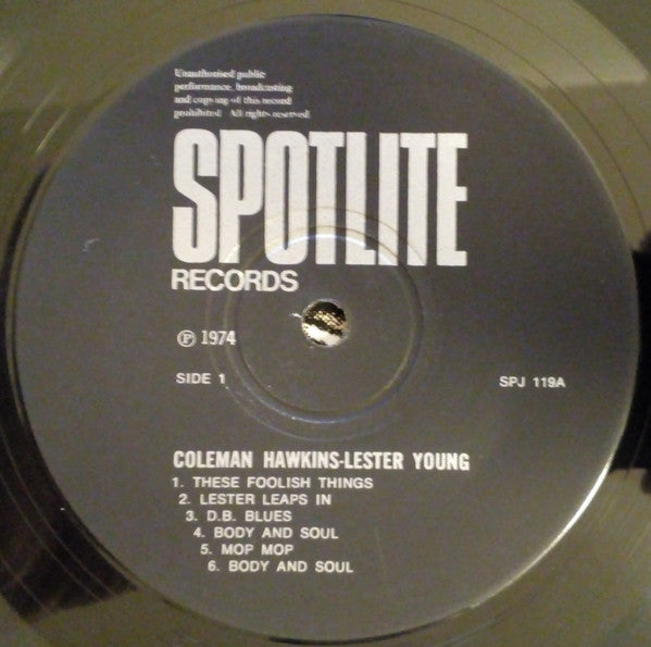 Coleman Hawkins / Lester Young ~ Coleman Hawkins-Lester Young (Vinyl) - Djungel & Jazz