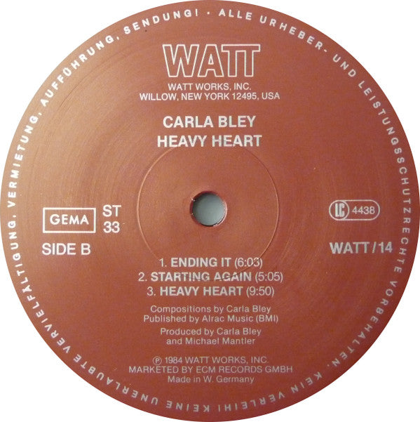 Carla Bley ~ Heavy Heart (Vinyl) - Djungel & Jazz