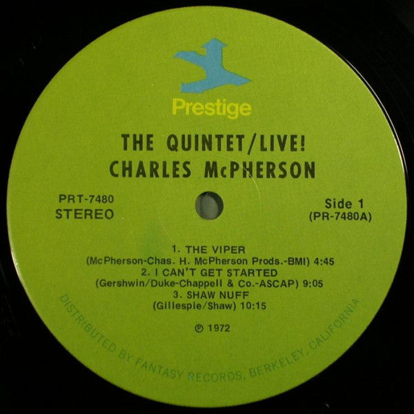 Charles McPherson ~ The Quintet/Live! (Recorded Live At The Five Spot) (Vinyl) - Djungel & Jazz