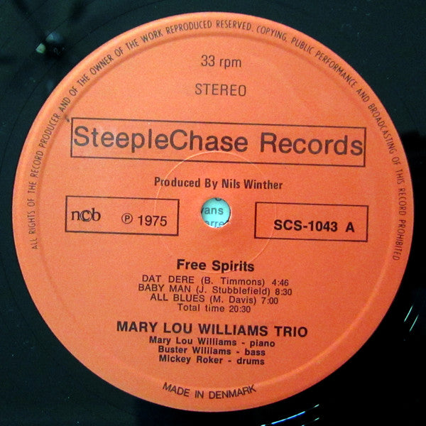 Mary Lou Williams Trio ~ Free Spirits (Vinyl) - Djungel & Jazz