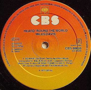 Miles Davis : Heard 'Round The World (2xLP, Album, Comp, Sun)
