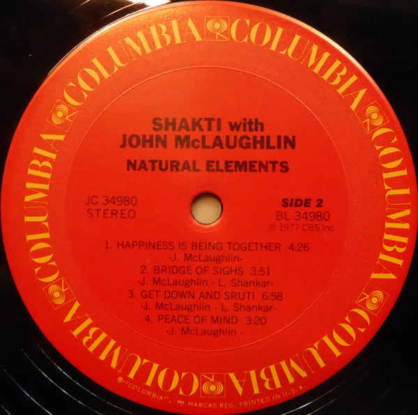 Shakti (2) With John McLaughlin : Natural Elements (LP, Album, Pit)