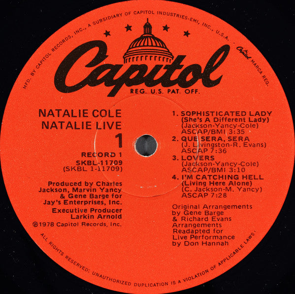 Natalie Cole ~ Natalie ... Live! (Vinyl) - Djungel & Jazz