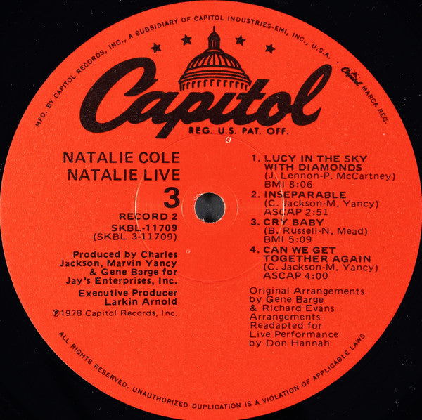 Natalie Cole ~ Natalie ... Live! (Vinyl) - Djungel & Jazz