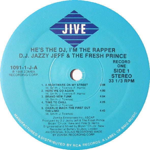 D.J. Jazzy Jeff & The Fresh Prince ~ He's The DJ, I'm The Rapper (Vinyl) - Djungel & Jazz