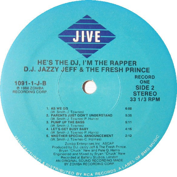 D.J. Jazzy Jeff & The Fresh Prince ~ He's The DJ, I'm The Rapper (Vinyl) - Djungel & Jazz