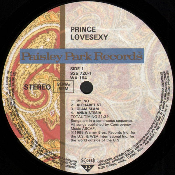 Prince ~ Lovesexy (Vinyl) - Djungel & Jazz