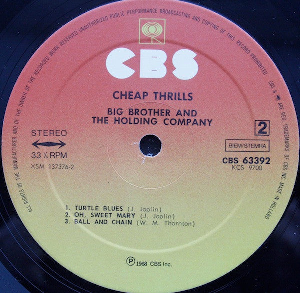 Big Brother & The Holding Company : Cheap Thrills (LP, Album, RE)