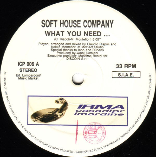 Soft House Company : What You Need... (12", Whi)