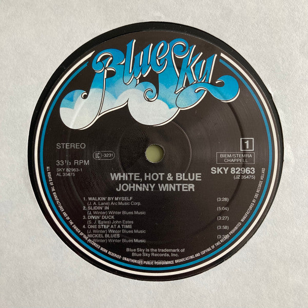 Johnny Winter : White, Hot & Blue (LP, Album, RE)