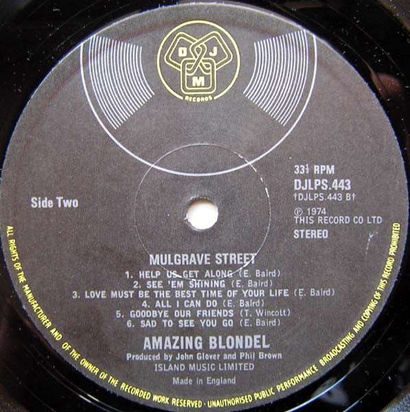 Amazing Blondel ~ Mulgrave Street (Vinyl) - Djungel & Jazz