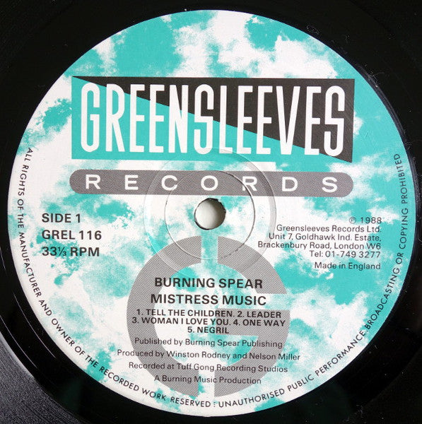 Burning Spear : Mistress Music (LP, Album)