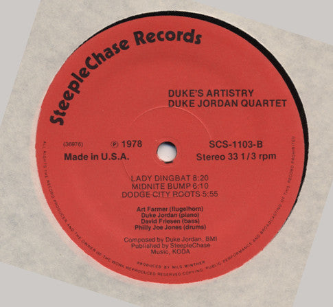 Duke Jordan Quartet ~ Duke's Artistry (Vinyl) - Djungel & Jazz