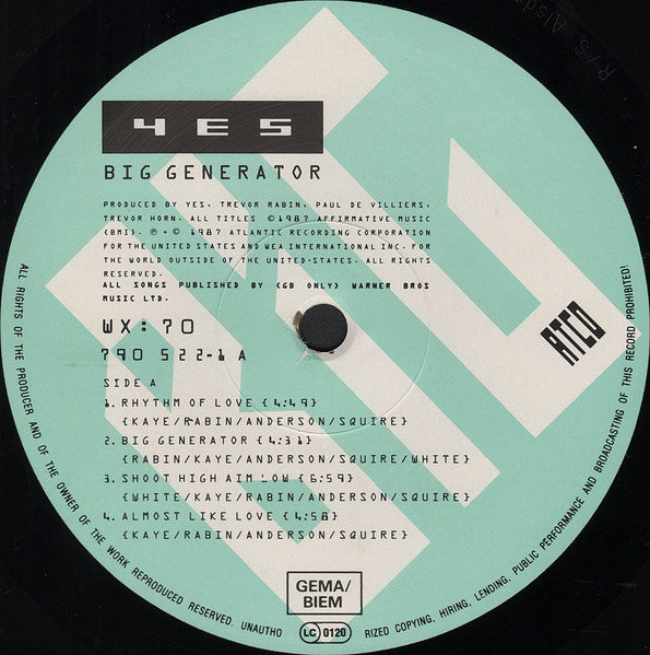 Yes ~ Big Generator (Vinyl) - Djungel & Jazz
