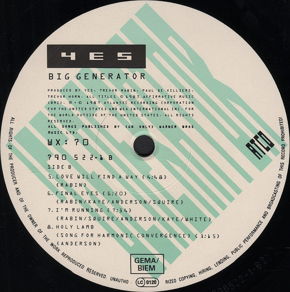 Yes ~ Big Generator (Vinyl) - Djungel & Jazz