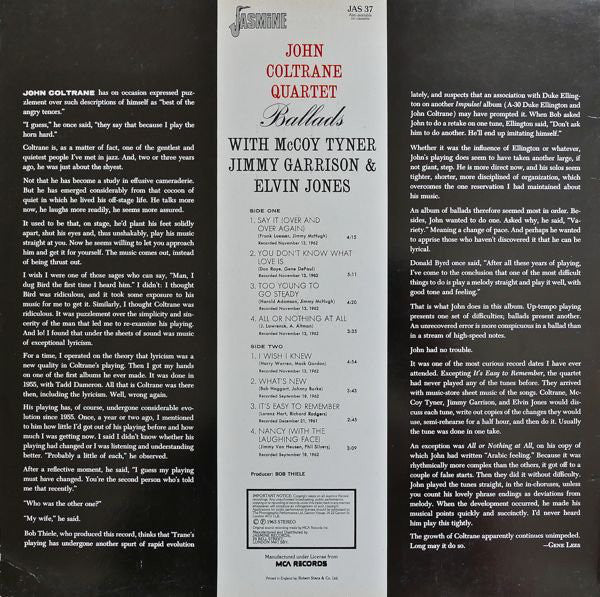 The John Coltrane Quartet : Ballads (LP, Album, RE)